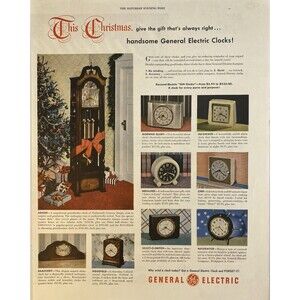 General Electric Clocks "This X-mas give the gift that's always right" Ad 1949